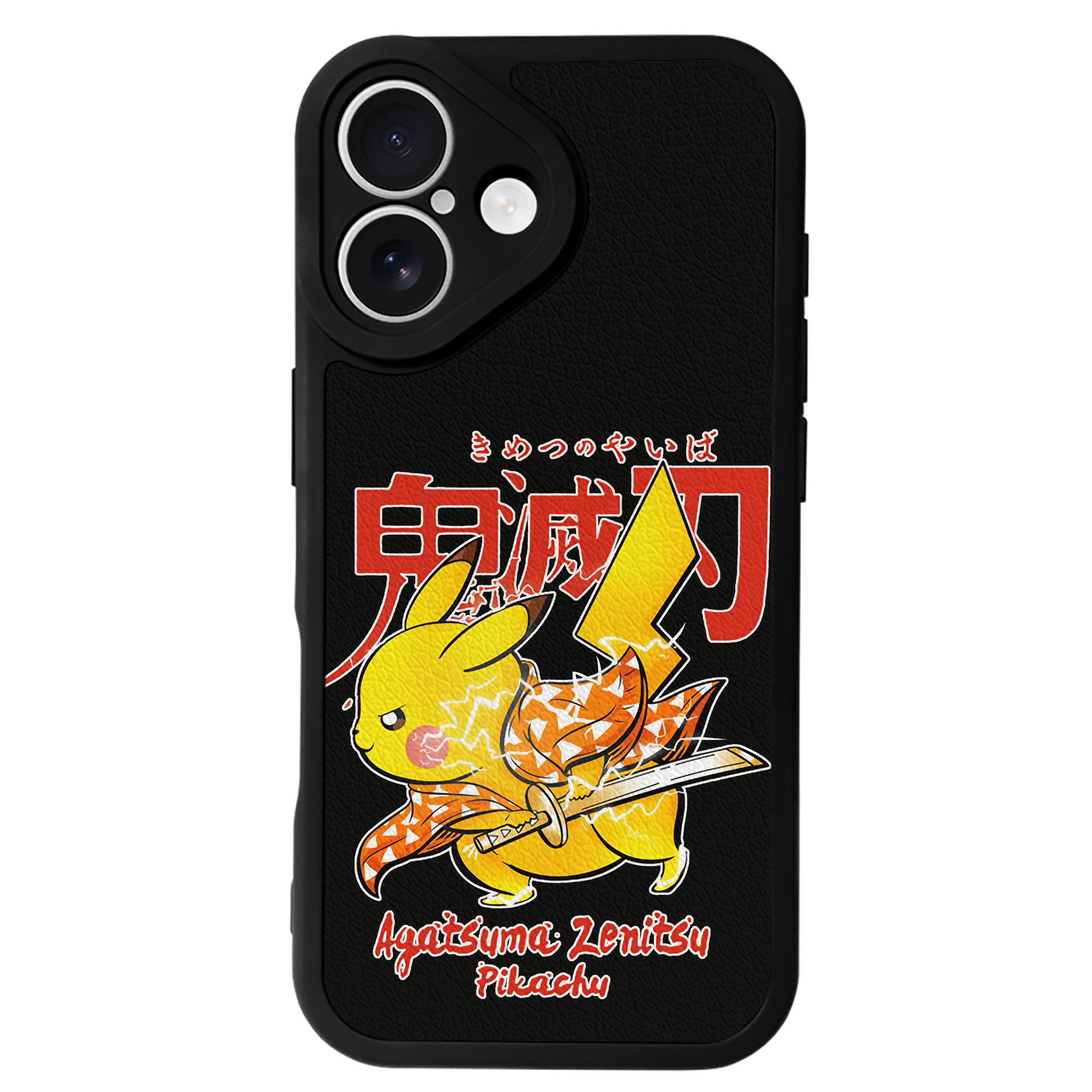 （画像用） 鬼滅の刃（きめつのやいば）我妻 善逸／あがつま ぜんいつ Agatsuma Zenitsu 【iPhone 16シリーズ対応】シリコンスマホケース（レザー調） 材質：シリコン